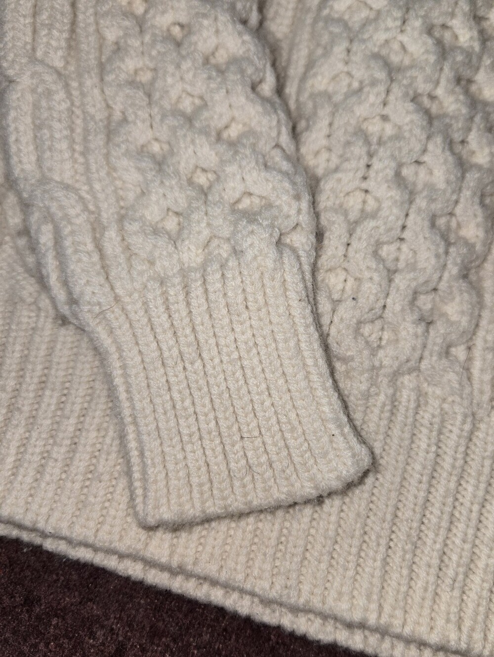 Vintage Isabelle Glion Kids 100% Wool Fisherman's Aran Sweater Ivory Medium - Picture 4 of 9